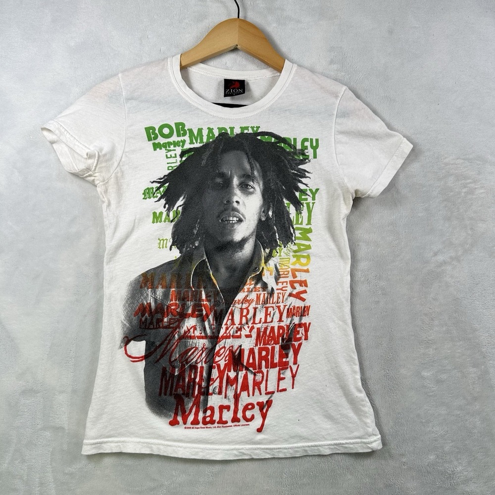 Vintage Zion Rootswear Womens Small Bob Marley Graphic Tee T Shirt VTG 90s Y2K